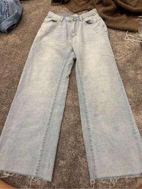 Princess Polly Light Blue Wide-Leg Jeans
